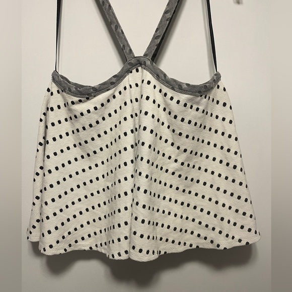 Anthropologie Postmark Gray Cream Polka Dot Swing Tank - Picture 3 of 8